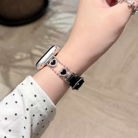 ハートモチーフ レザー調 AppleWatchバンド 高級感高品質 AppleWatchベルト Series 12/11/10/9/8 SE Ultra4/3 上品エレガント[M6855]