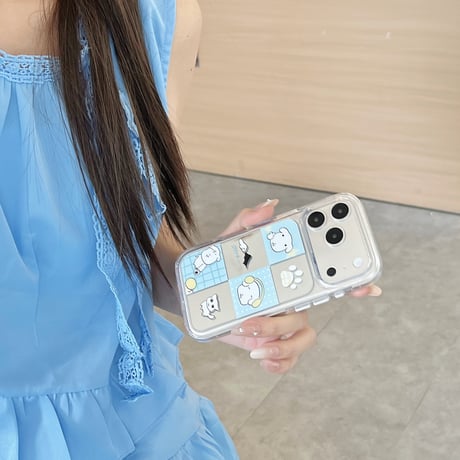 ワンちゃんミラー iPhone17Pro/17ケース ブルー iPhone16Pro/15Pro/14ケース 丈夫 夏に人気[M6550]