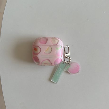 モモ Airpods Pro3ケース 韓国風 Airpods4/3カバー pro2/pro1 リング/キーホルダー ピンク[M6607]
