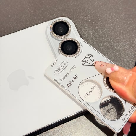 iPhone duo 専用 カメラレンズフイルム ラインストーン  強化ガラス キラキラ感 綺麗 傷防止 ガイドプレート/取り外しツール付き [M6890]