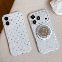 ミラーグリップ付 iPhone17pro/17ケース 水玉模様 iPhone16/15pro/17promaxケース 日常/旅行に合う 便利実用[M6551]