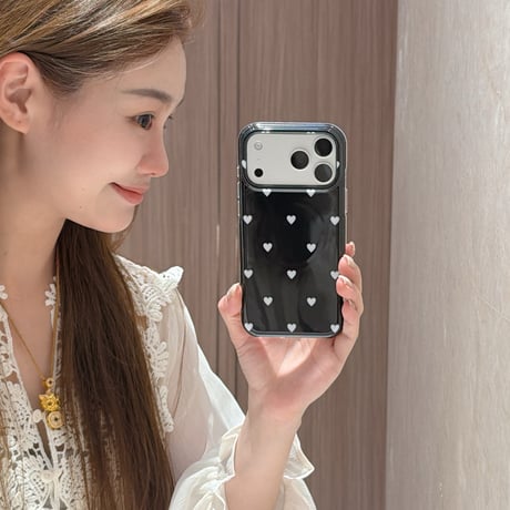 ハート柄 MagSafe対応iPhone17Pro/17ケース 艶感 iPhone16Pro/15ProMaxケース 可愛い 甘めコーデ [M6583]