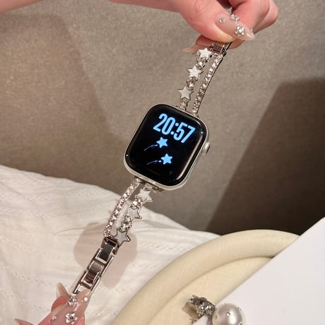 ダイヤと星  AppleWatchバンド おしゃれ 上品 AppleWatchベルト Series 11/10/9/8 SE3/2  Ultra3/2/1 トレンド感[M6677]