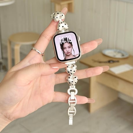 韓国っぽ AppleWatchバンド 水玉模様ハート AppleWatchベルト Series 11/10/9/8 SE3/2  Ultra3/2/1 高品質 かわいい トレンド感[M6648]