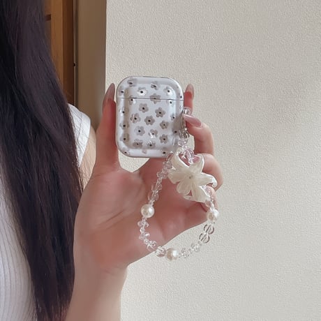 花柄 AirpodsPro3ケース 花ストラップ Airpods4/3カバー AirpodsPro第2/1世代 艶感 オシャレ[M6652]