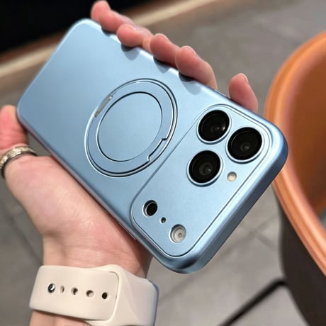 メタリック iPhone18Pro/17ProMaxケース MagSafe対応 3in1の多機能リングスタンド iPhone16Pro/15/14ケース マット加工[M6703]
