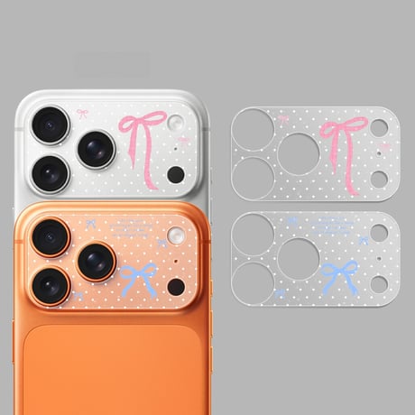 iPhone18Pro 18ProMax カメラ保護フィルム 2枚セットiPhone17ProMax iPhone17Pro キラキラ リボン モンスター ソフト 可愛い 使いやすい[M6732]