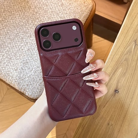 バーガンディ iPhone18Pro/18ProMaxケース  レザー製 iPhone17/16/15 カード収納 ショルダーストラップ [M6752]