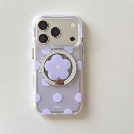 マグネット式花リングスタンド iPhone18Pro/18ProMaxケース MagSafe対応 iPhone17/16/15proケース 水玉模様[M6642