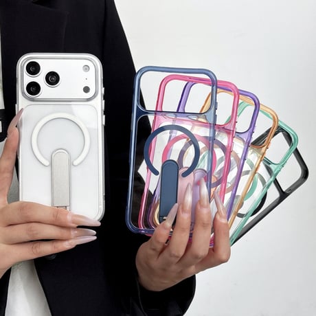 便利スタンド付 iPhone17Pro/16ProMaxケース MagSafe対応 iPhone15Pro/14ケース 耐衝撃加工 黄ばまない [M6585]