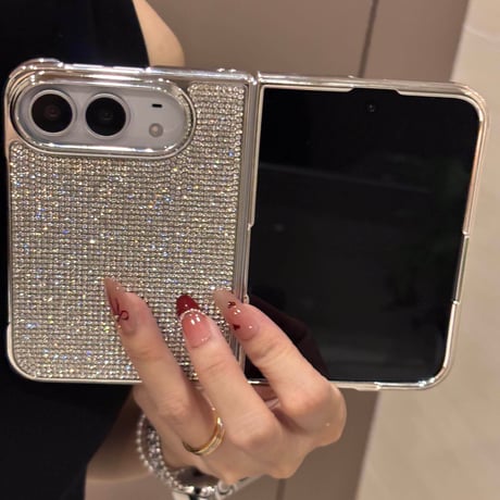 iPhone Duoケース ラグジュアリー ラインストーン  輝くキラキラデザイン メタリックフレーム 豪華[M6819]