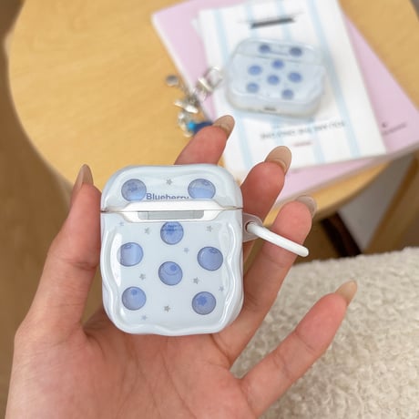 ブルーベリー Airpods Pro3ケース 美味しそう Airpods4/3カバー pro2/pro1 うねうね リング/キーホルダー[M6568]