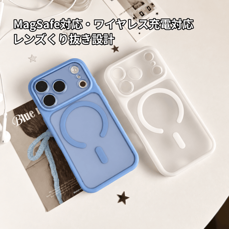 2in1着脱式レンズカバー付き iPhone18Pro/18ProMaxケース MagSafe対応 ソフトバンパー×ハード背面 半透明 プレミアムマット質感 [M6764]
