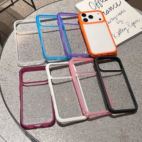 iPhone18Pro/18ProMaxケース 軽量薄型 iPhone17/ iPhone16Pro/15ProMax/14カバー  シンプル風 カラーフレーム [M6641]