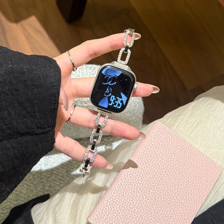 上品ダイヤとメタル AppleWatchバンド 美しい AppleWatchベルト Series 11/10/9/8 SE3/2  Ultra3/2/1  高級感たっぷり[M6556]