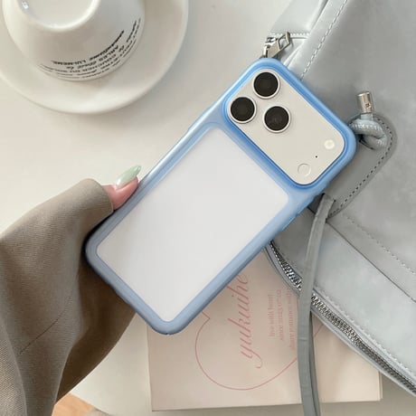 カラフルフレーム iPhone18pro/18proMaxケース マットクリア  iPhone17Pro/16/15シリーズ くすみカラー 着脱簡単[M6874]