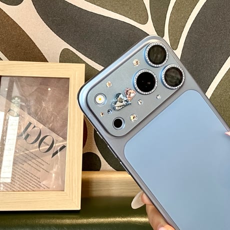 カメラ保護レンズ一体型 iPhone18Pro/18ProMax ハートビジュー＆ラインストーンデコ  傷防止 高級感 大人かわいい[M6851]