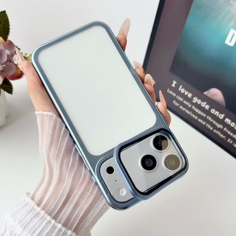 カメラカバースタンド一体 iPhone18ProMax/17Proケース 高透明メタル iPhone17/16Proカバー 黄ばまない 全体保護 [M5717]
