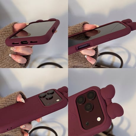 立体リボン付き iPhone18Pro/18ProMaxケース エンボス柄 iPhone17Pro/16ProMaxカバー 大人可愛い シリコン製 耐衝撃[M6824]