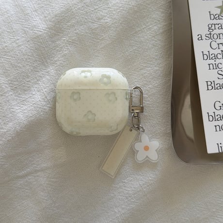 淡色系花柄 Airpods Pro3ケース 韓国風 Airpods4/3カバー pro2/pro1 リング/花キーホルダー かわいい[M6544]
