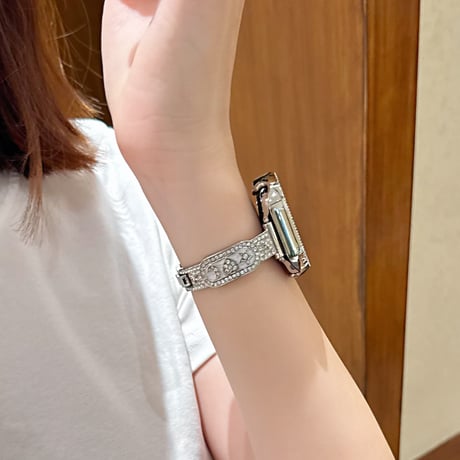 ダイヤデコ星月ハート AppleWatchバンド 高級感高品質 AppleWatchベルト Series 11/10/9/8 SE3/2  Ultra3/2/1 キラキラ感[M6680]