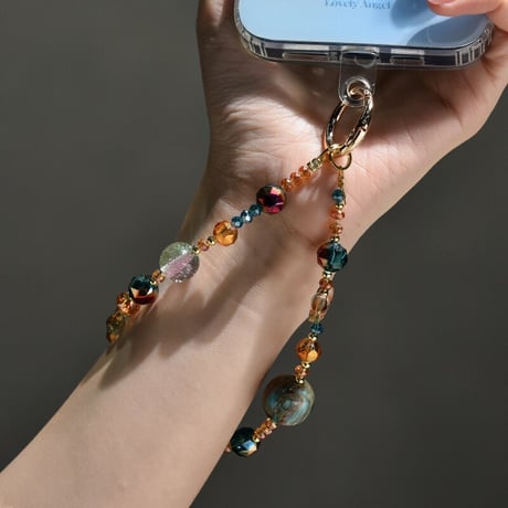 木星とクリスタル スマホストラップ 蝶 チャーム 高級感 お洒落  女子力アップ  iPhone、Xperia、Google Pixe、AQUOS、Xiaomi、Galaxy  [M6686]