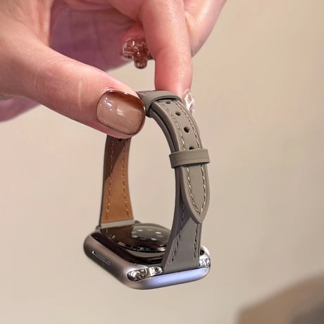 スリムレザー調  AppleWatchバンド 高級感上品 AppleWatchベルト Series 12/11/10/9 SE3/2  Ultra4/3/2 落ち着いた質感[M6723]