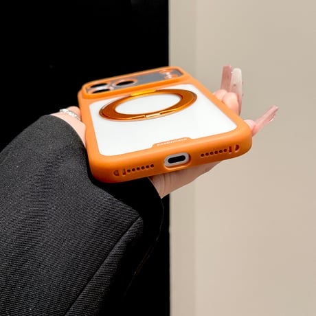 iPhone18Pro/18ProMaxケース  滑り止め加工 カメラコントロール保護カバー付 MagSafeリングスタンド 耐衝撃 [M6750]