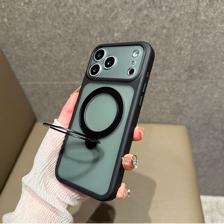 指紋防止黄ばまない iPhone17ProMax/17ケース MagSafe対応 360度回転リングスタンド iPhone17Pro/Airカバー 耐衝撃 高品質 [M6571]