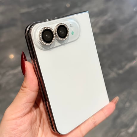 iPhone duo 専用 カメラレンズフイルム ラインストーン  強化ガラス キラキラ感 綺麗 傷防止 ガイドプレート/取り外しツール付き [M6890]