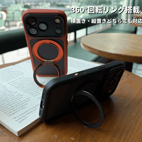 iPhone18ProMax/18Proケース 360°回転スタンド 指紋防止 iPhone17ProMax マグセーフ対応 AIボタン・耐衝撃・カメラ保護[M6708]