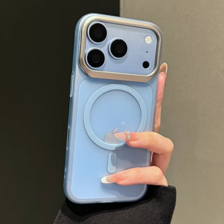 マット半透明 MagSafe対応 iPhone18Pro/18ProMaxケース メタルカメラフレーム 指紋防止 すりガラス風 高級感 耐衝撃 [M6808]