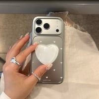 ハート柄 メッキ iPhone17pro/17ケース ハートグリップ iPhone16/15promaxケース かわいい 多機能便利[M6659]