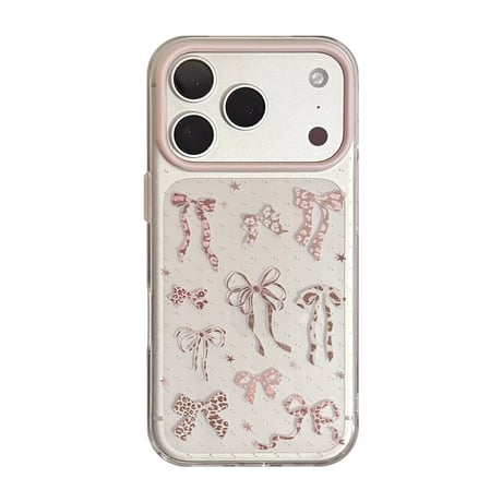 豹柄リボン iPhone17Pro/17ケース クリア iPhone16Pro/15ProMax/14ケース かわいい オシャレ[M6563]