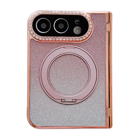 iPhone Duoケース MagSafe対応リングスタンド キラキラ グリッター 画面保護フィルム付 ダイヤカメラカバー ヒンジ保護 [M6860]