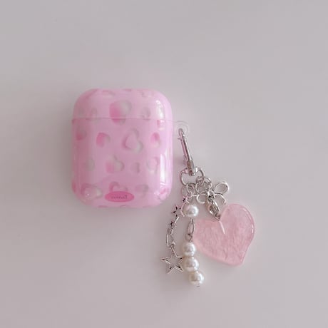 ハート柄 Airpods Pro3ケース ピンクカラー Airpods4/3カバー pro2/pro1 甘めコーデ リング/キーホルダー [M6557]