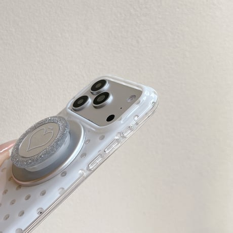 ミラーグリップ付 iPhone17pro/17ケース 水玉模様 iPhone16/15pro/17promaxケース 日常/旅行に合う 便利実用[M6551]