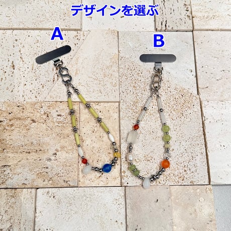 高品質高級感 スマホストラップ クリスタル瑪瑙天然真珠  バックチャーム キーホルダー iPhone、Xperia、AQUOS、Xiaomi、Galaxy 対応 [M6682]