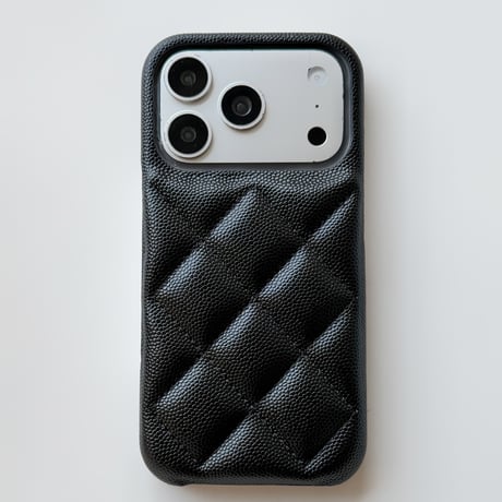 キルティング調レザー iPhone18Pro/18ProMaxケース 上品 iPhone17/16proケース 菱形 セレブ愛用 おしゃれ[M6854]