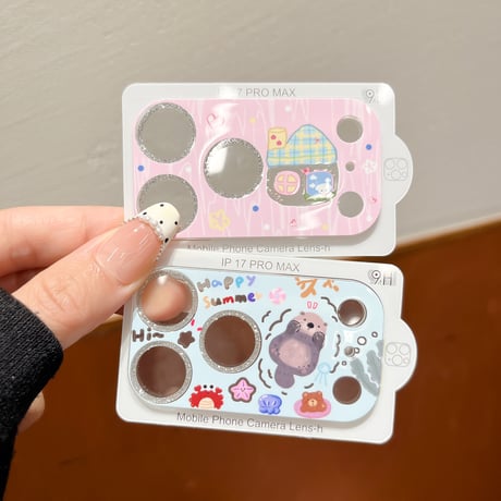 可愛い動物柄 カメラカバー  iPhone18Pro/18promax iPhone17pro/17ProMax ガラスレンズフィルム  傷から保護  [M6622]