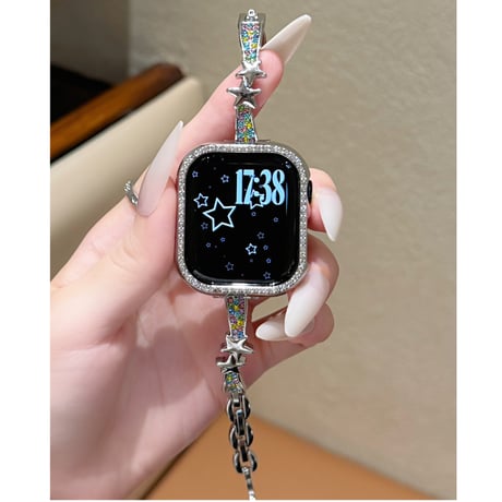 ダイヤと星 AppleWatchバンド おしゃれ AppleWatchベルト Series 11/10/9/8 SE3/2  Ultra3/2/1 高級感キラキラ感[M6679]