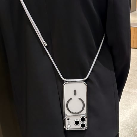 ショルダー ストラップ付き iPhone18Pro/18ProMax MagSafe対応 メタリック iPhone17/16/15カバー カメラ保護 高級感[M6825]