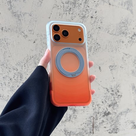 真空エアバッグ構造耐衝撃 iPhone18ProMax/18Proケース 360°回転スタンド MagSafe対応 iPhone17ProMax 16Proグラデーション 指紋防止[M6729]