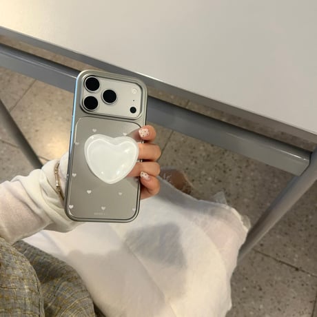 ハート柄 メッキ iPhone17pro/17ケース ハートグリップ iPhone16/15promaxケース かわいい 多機能便利[M6659]