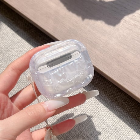 シェル風蝶柄 Airpods Pro3ケース 可愛すぎる Airpods 4/3カバー  AirpodsPro2/1  キーホルダー付 女子力アップ [M6661]