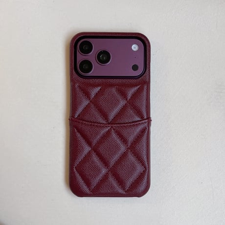 バーガンディ iPhone18Pro/18ProMaxケース  レザー製 iPhone17/16/15 カード収納 ショルダーストラップ [M6752]