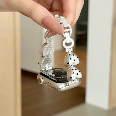韓国っぽ AppleWatchバンド 水玉模様ハート AppleWatchベルト Series 11/10/9/8 SE3/2  Ultra3/2/1 高品質 かわいい トレンド感[M6648]