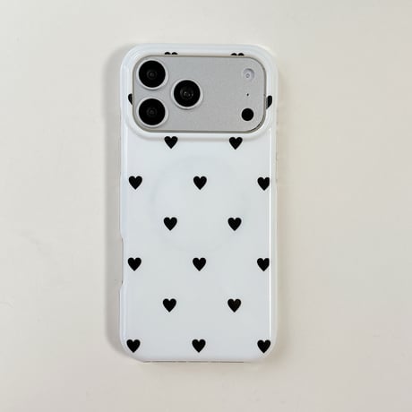 ハート柄 MagSafe対応iPhone17Pro/17ケース 艶感 iPhone16Pro/15ProMaxケース 可愛い 甘めコーデ [M6583]