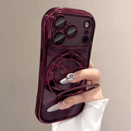 くびれデザイン iPhone18Proケース MagSafe対応リングスタンド iPhone17ProMax/16ケース メタリック カメラ保護 耐衝撃 [M6742]