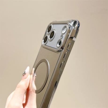MagSafe対応ミラー iPhone17/17Proケース ショルダーストラップとパールストラップ付 iPhone16/15Pro/14カバー 多機能[M6673]